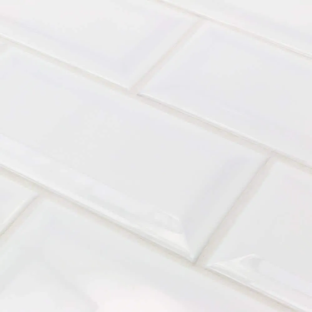 Ivy Hill Tile Essential White Beveled 3 in. x 6 in. x 6mm Polished Ceramic Subway Wall Tile (10.76 sq. ft./case), photo 4 of 8