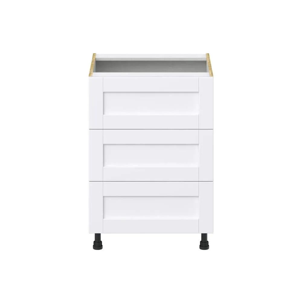 J COLLECTION Mancos Bright White Shaker Assembled Base Kitchen Cabinet with 3 Drawers (24 in. W x 34.5 in. H x 24 in. D), photo 8 of 11