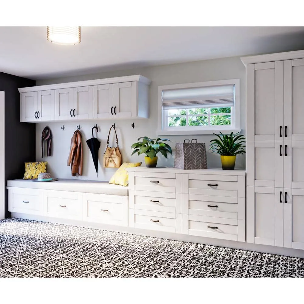 J COLLECTION Mancos Bright White Shaker Assembled Pantry Kitchen Cabinet with 4-Shelves (24 in. W x 84.5 in. H x 24 in. D), photo 6 of 10