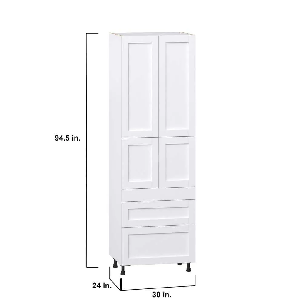 J COLLECTION 30 in. W x 94.5 in. H x 24 in. D Mancos Bright White Shaker Assembled Pantry Kitchen Cabinet with 5-Drawers, photo 4 of 11
