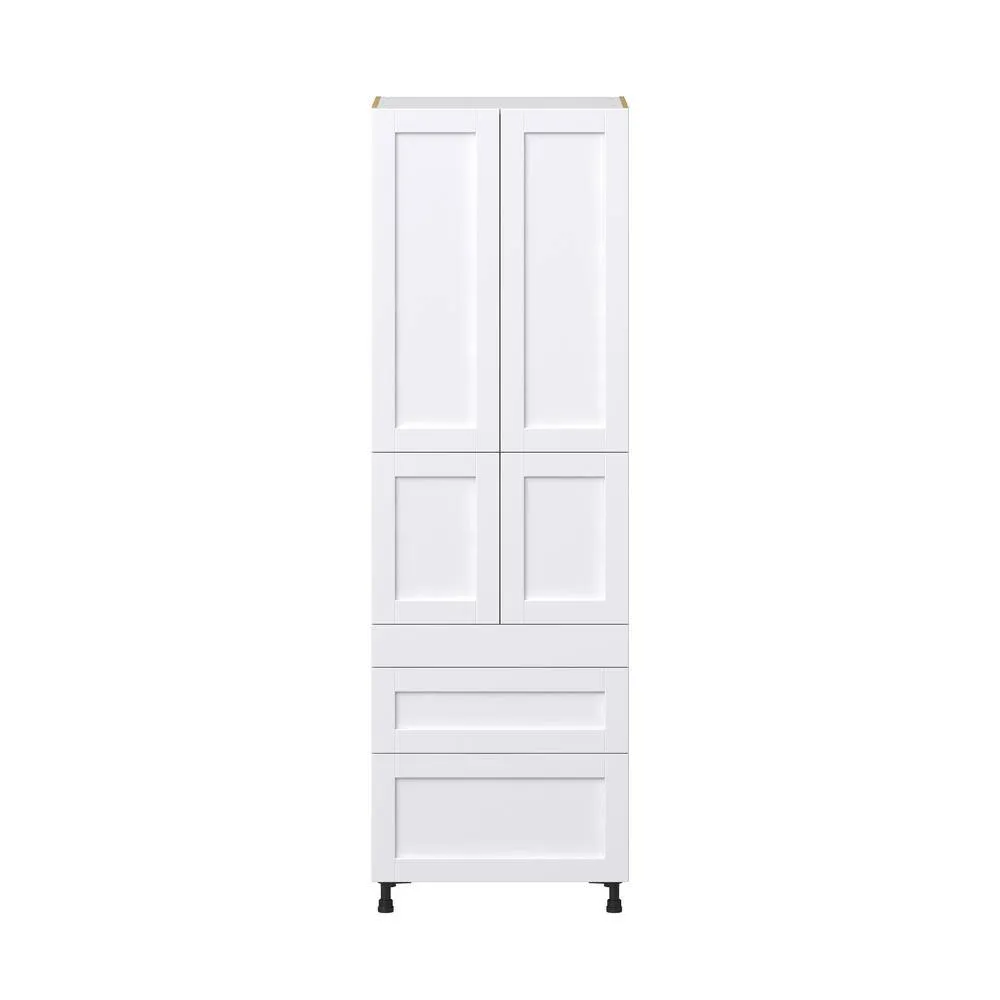 J COLLECTION 30 in. W x 94.5 in. H x 24 in. D Mancos Bright White Shaker Assembled Pantry Kitchen Cabinet with 5-Drawers, photo 8 of 11