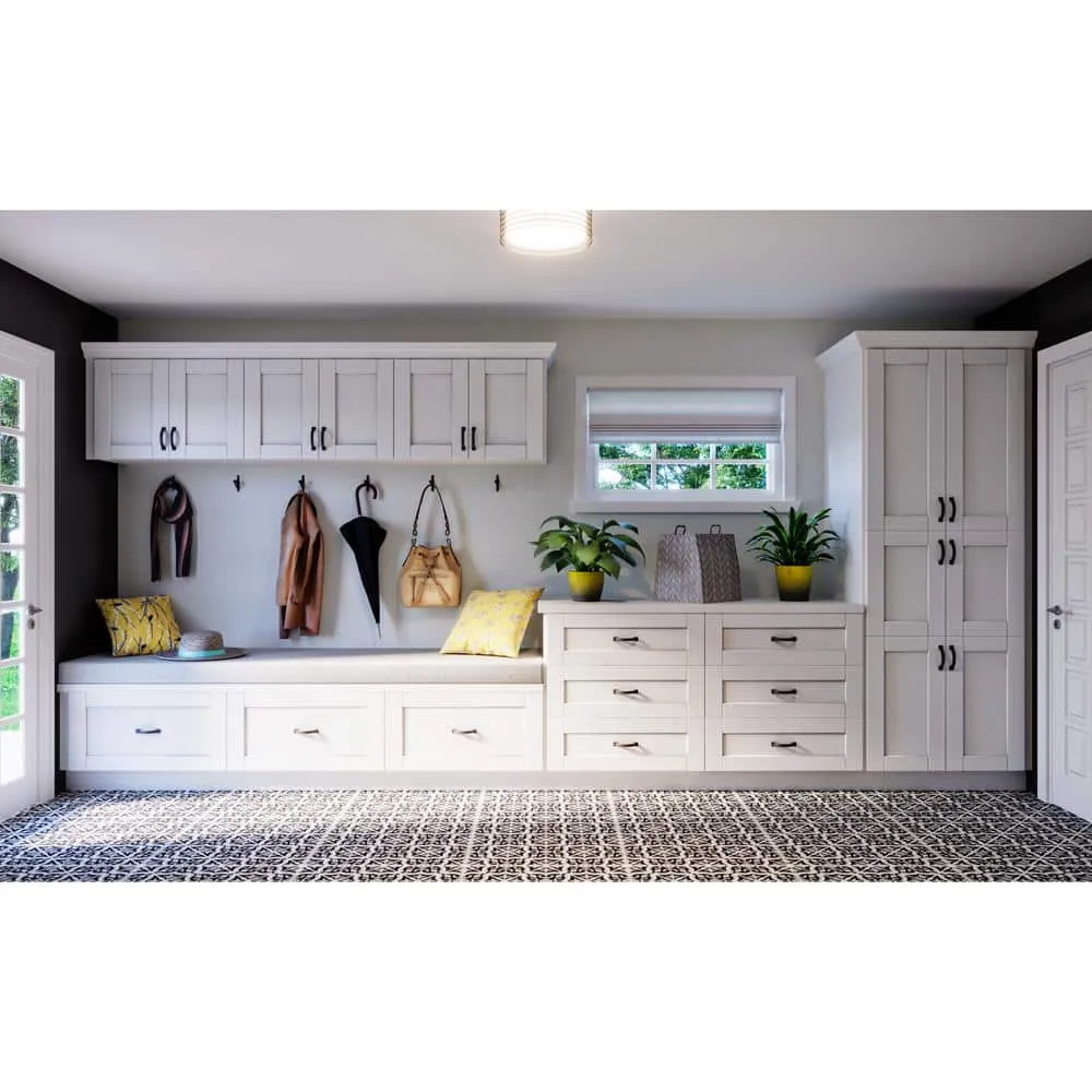J COLLECTION 30 in. W x 94.5 in. H x 24 in. D Mancos Bright White Shaker Assembled Pantry Micro/Oven Cabinet with Drawer, photo 2 of 10
