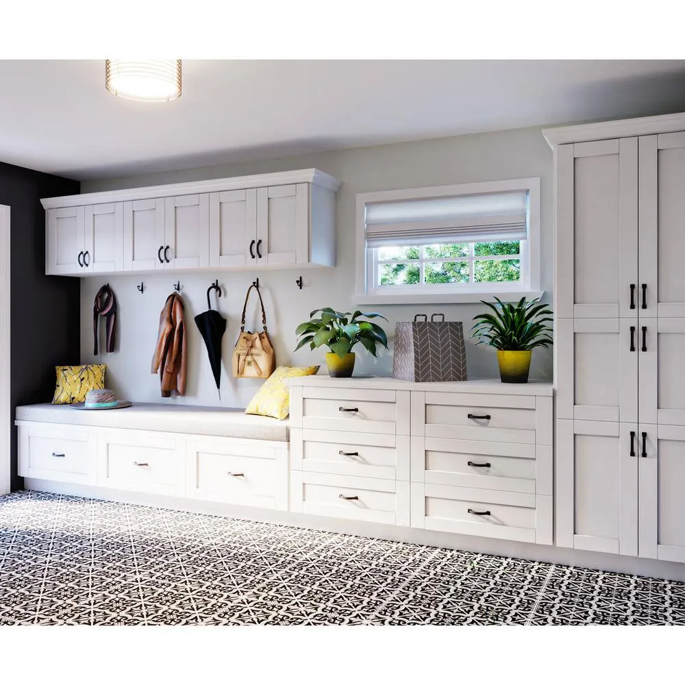 J COLLECTION 30 in. W x 94.5 in. H x 24 in. D Mancos Bright White Shaker Assembled Pantry Micro/Oven Cabinet with Drawer, photo 5 of 10