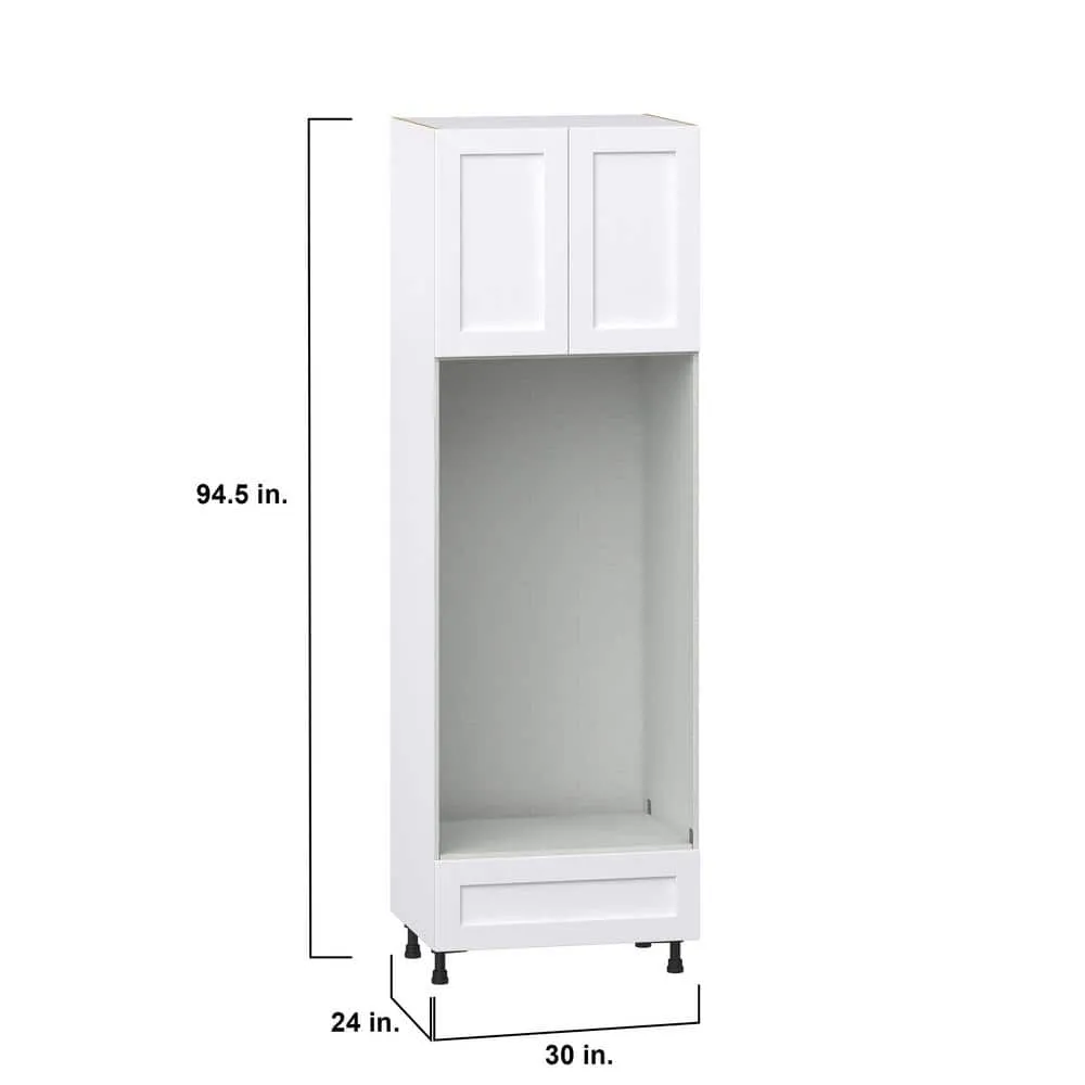 J COLLECTION 30 in. W x 94.5 in. H x 24 in. D Mancos Bright White Shaker Assembled Pantry Micro/Oven Cabinet with Drawer, photo 3 of 10