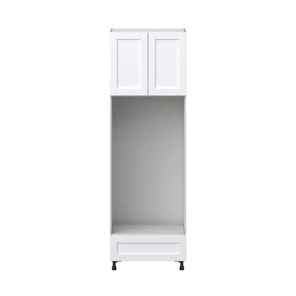 J COLLECTION 30 in. W x 94.5 in. H x 24 in. D Mancos Bright White Shaker Assembled Pantry Micro/Oven Cabinet with Drawer, photo 7 of 10