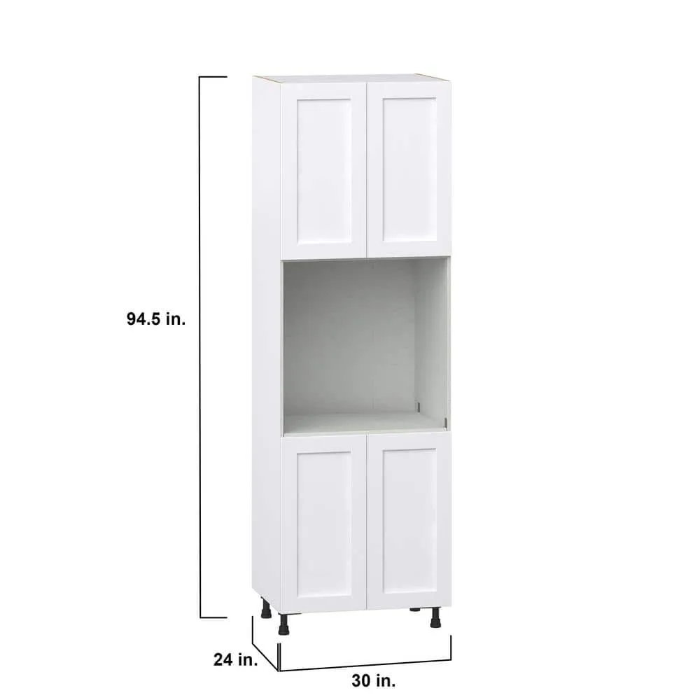 J COLLECTION Mancos 30 in. W x 94.5 in. H x 24 in. D Bright White Shaker Assembled Pantry Single Oven Kitchen Cabinet, photo 3 of 10
