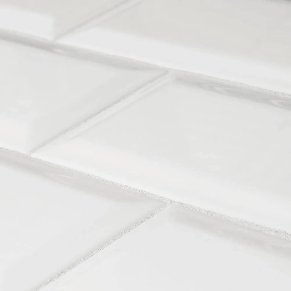 Jeffrey Court Allegro White Bevel 3 in. x 6 in. Glossy Ceramic Wall Tile (11 sq. ft. / Case), photo 4 of 6