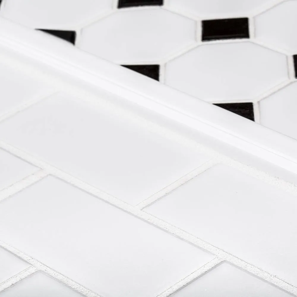 Jeffrey Court Classic 2 x 4 Brick White 11.625 in. x 11.625 in. x 6 mm Interlocking Glossy Porcelain Wall and Floor Mosaic Tile, photo 5 of 5