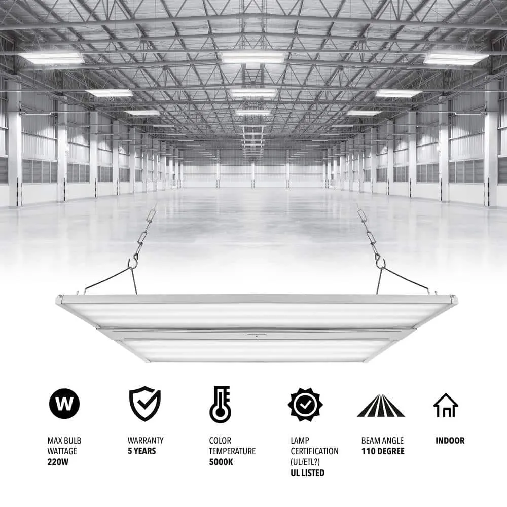 JONATHAN Y 1.98 ft. 220-Watt Equivalent Integrated LED White Shop High Bay Light with 28600 Lumens 5000K, photo 6 of 13