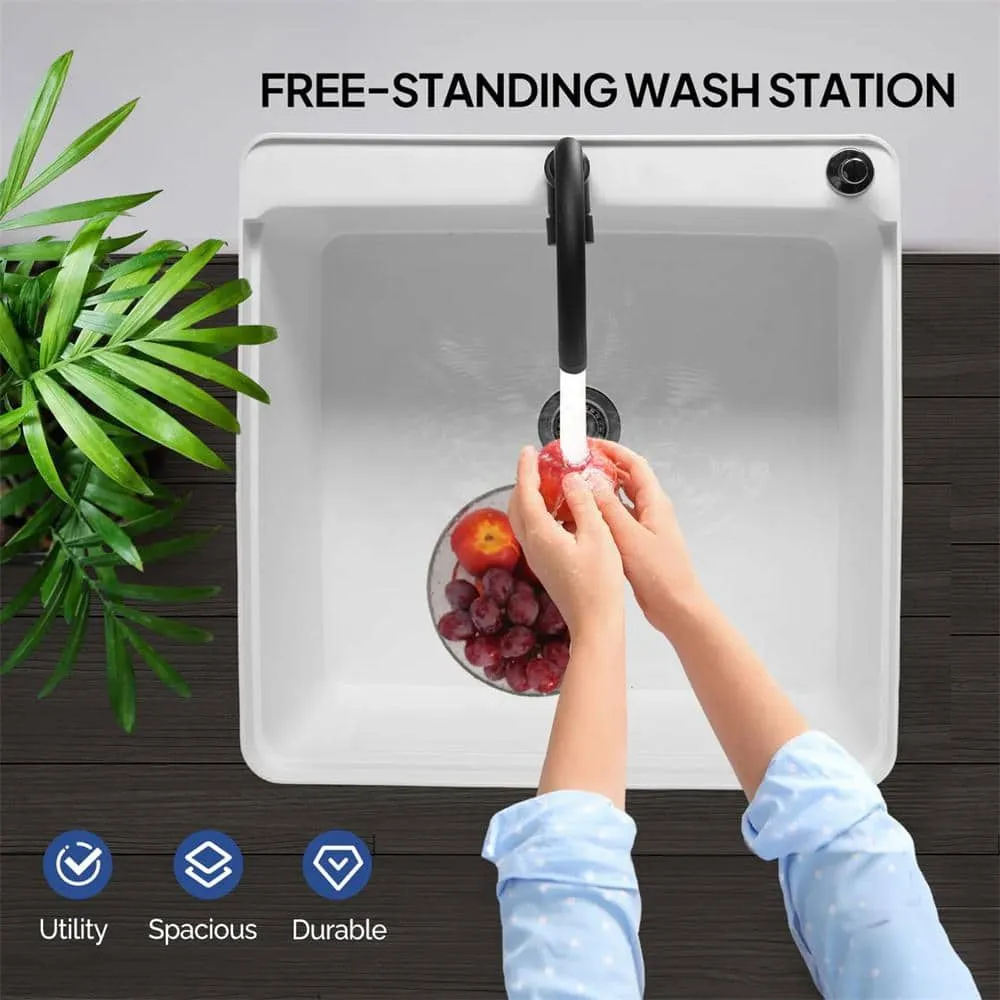 Karl home Freestanding Laundry Utility Sink with Faucet, White, 23.6 in., photo 4 of 7