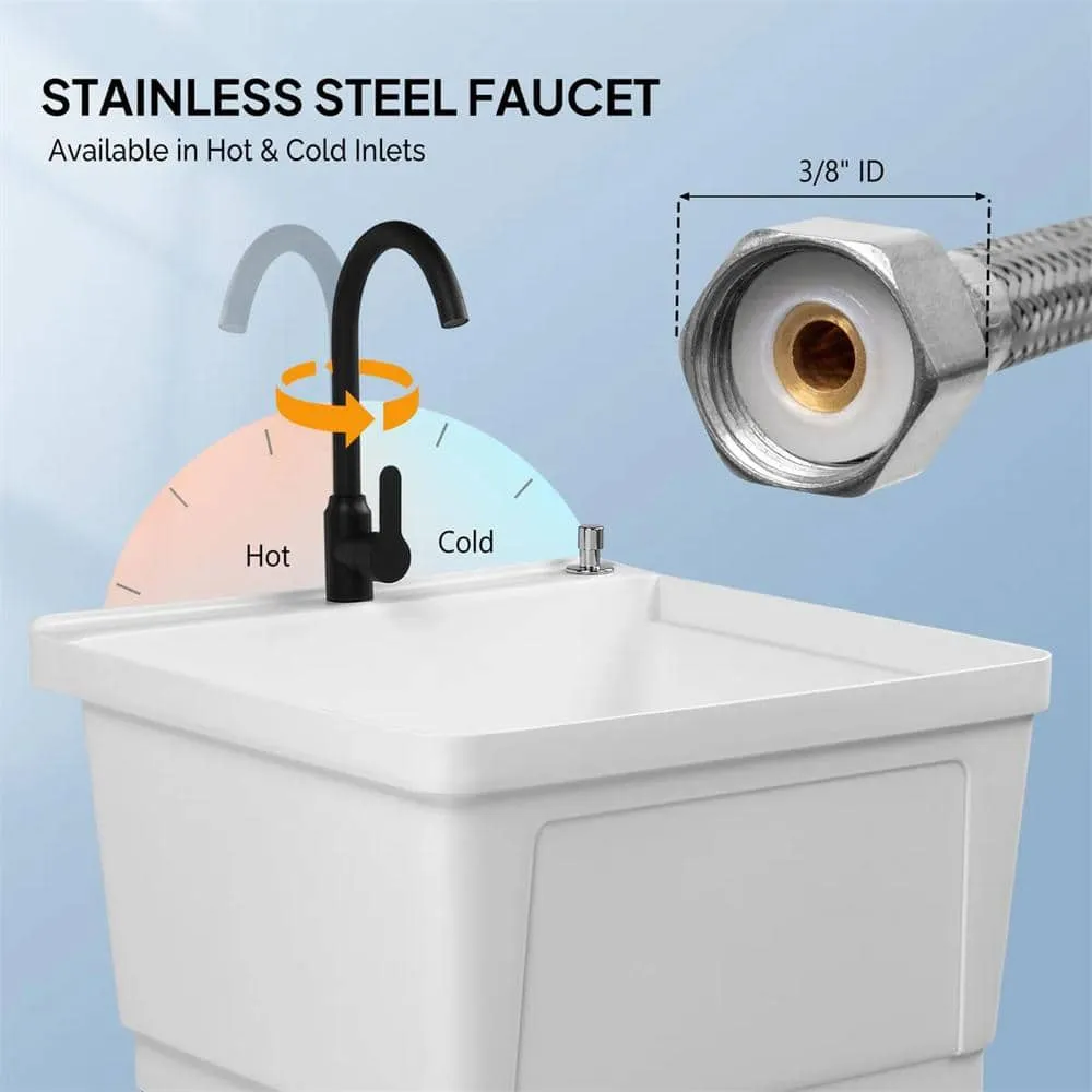 Karl home Freestanding Laundry Utility Sink with Faucet, White, 23.6 in., photo 3 of 7