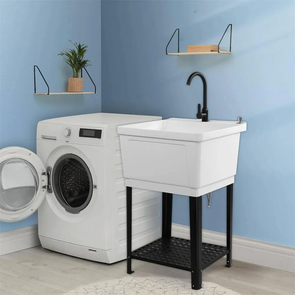 Karl home Freestanding Laundry Utility Sink with Faucet, White, 23.6 in., photo 7 of 7