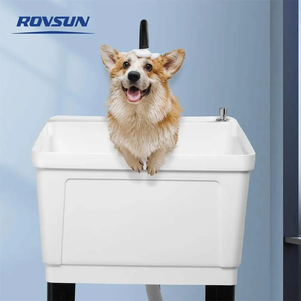 Karl home Freestanding Laundry Utility Sink with Faucet, White, 23.6 in., photo 6 of 7