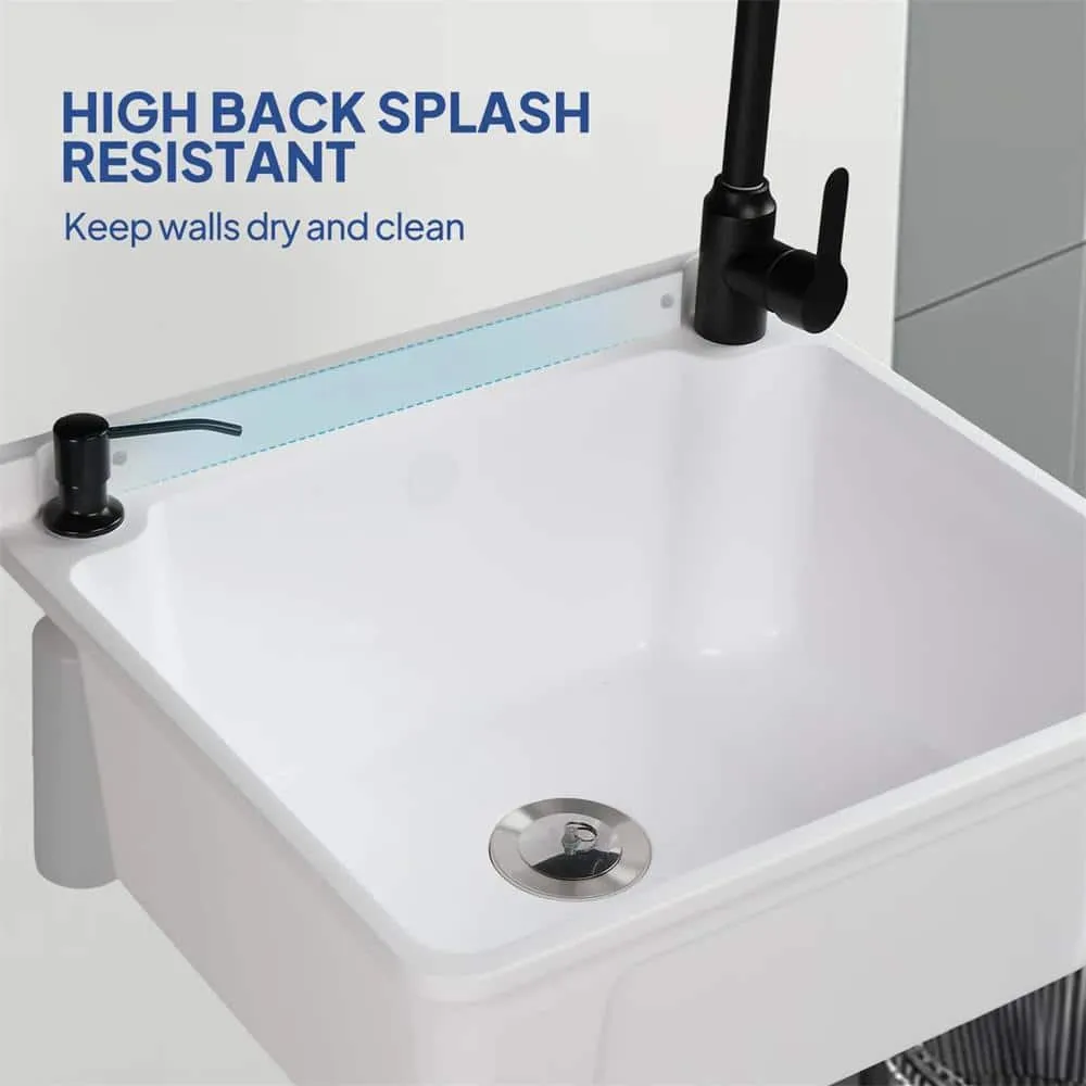 Karl home 17.5 in. Wall Mount Laundry Utility Sink with Faucet in White, photo 4 of 7