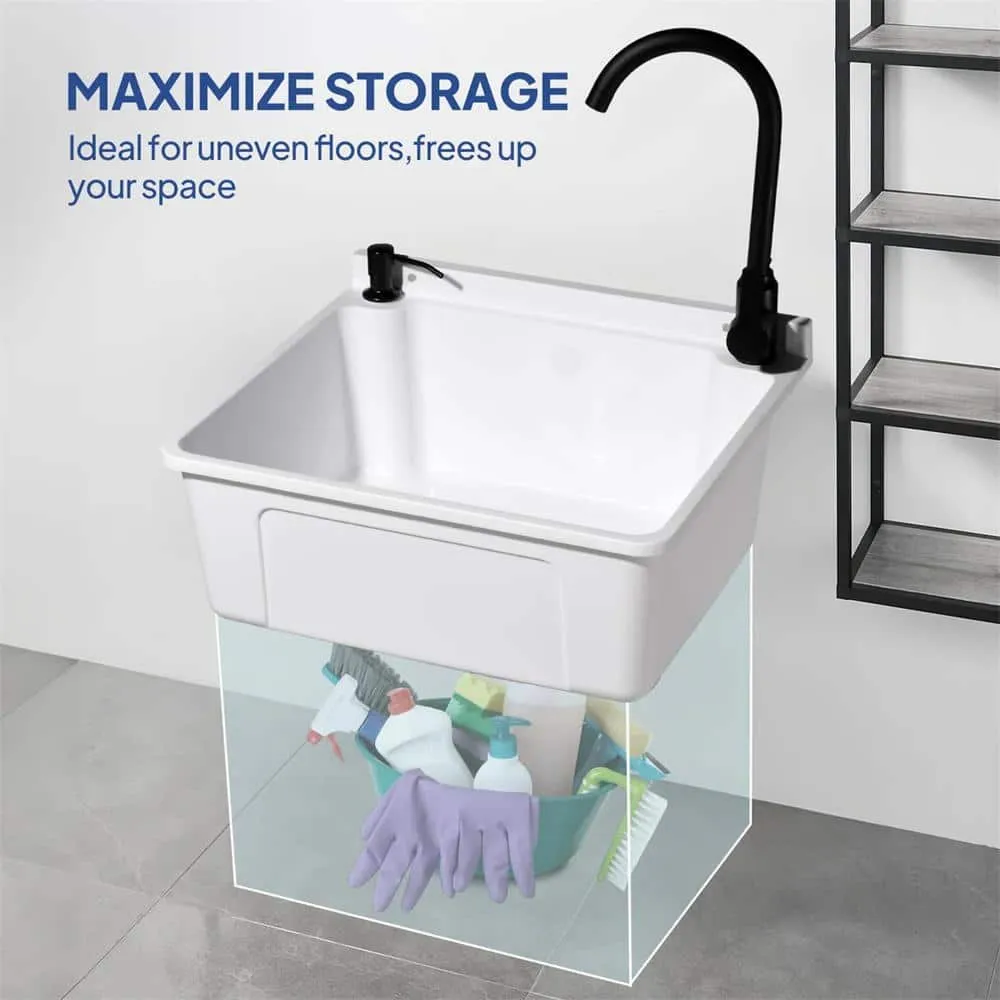 Karl home 17.5 in. Wall Mount Laundry Utility Sink with Faucet in White, photo 3 of 7