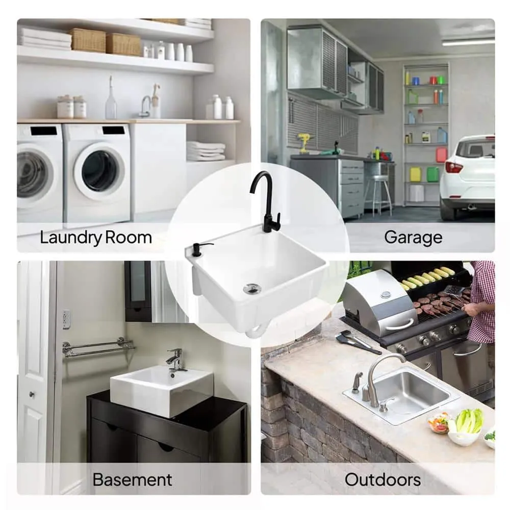 Karl home 17.5 in. Wall Mount Laundry Utility Sink with Faucet in White, photo 7 of 7