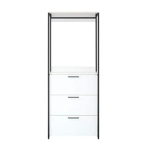 Fiona 32 in. W White Freestanding Wood Closet System Tower with 3 Drawers