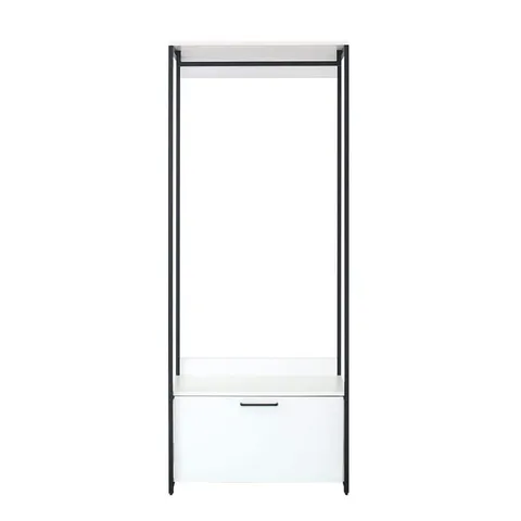 Fiona 32 in. W White Freestanding Wood Closet System Tower with 1 Drawer