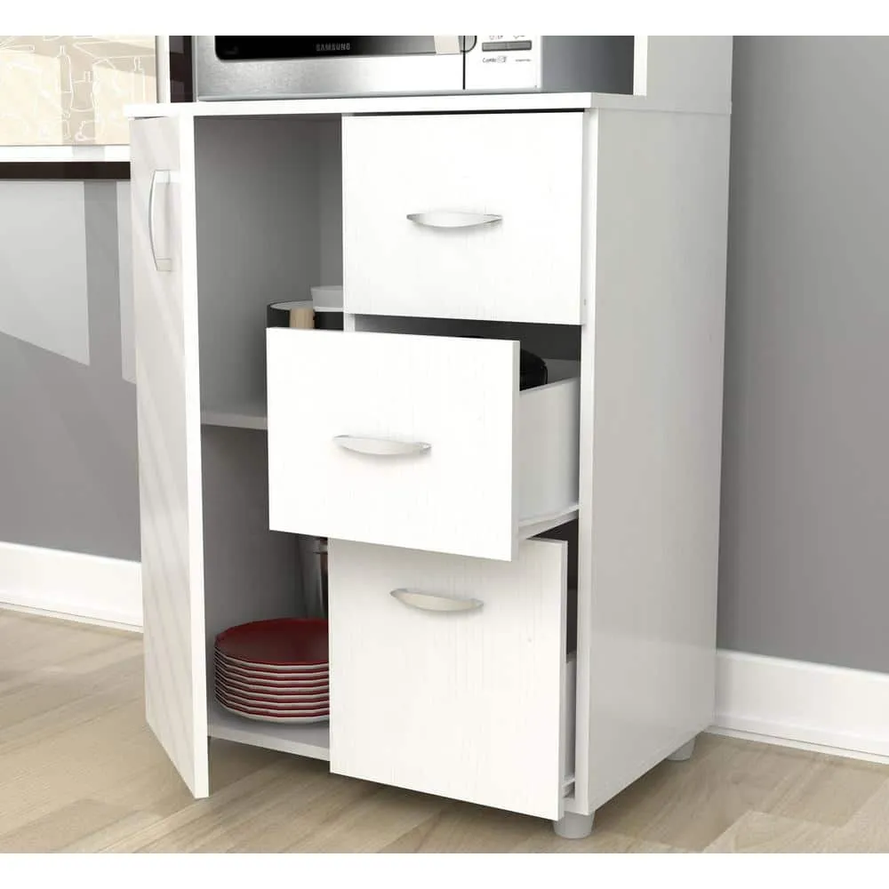 Inval 23.62x15.35x66.14 in. Microwave Storage Utility Cabinet in Laricina White, photo 5 of 5