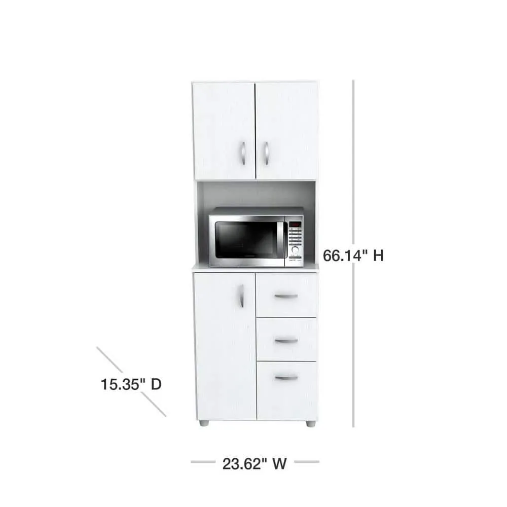 Inval 23.62x15.35x66.14 in. Microwave Storage Utility Cabinet in Laricina White, photo 3 of 5