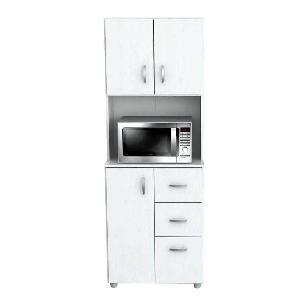 Inval 23.62x15.35x66.14 in. Microwave Storage Utility Cabinet in Laricina White, photo 2 of 5
