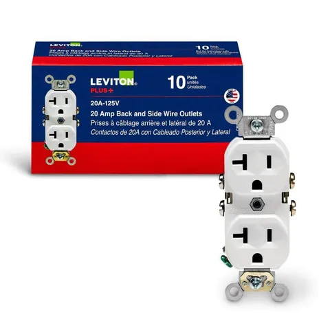 20A Commercial Duplex Outlet (White, 10-Pack)