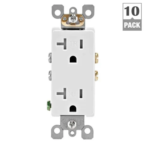 Decora 20A Tamper-Resistant Duplex Outlet (White, 10-Pack)