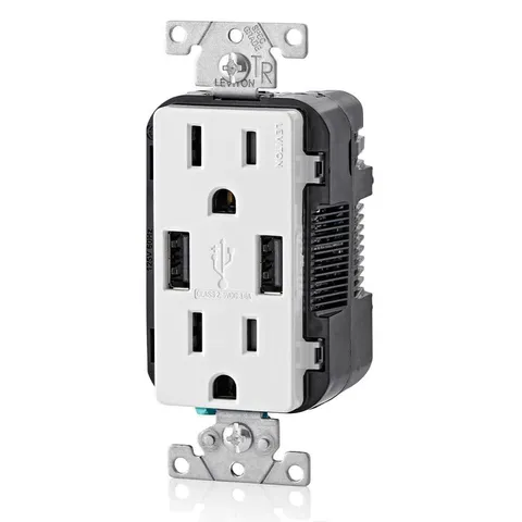 Decora 15A Duplex Outlet with Dual USB Charger (2-Pack)