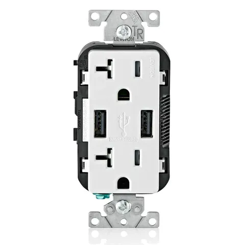 20A Duplex Outlet with Dual USB-A Charger
