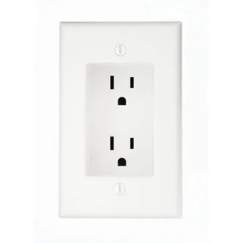15A Recessed Duplex Outlet, White