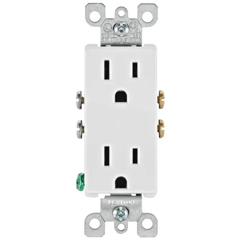 Decora 15A Self-Grounding Duplex Outlet – White