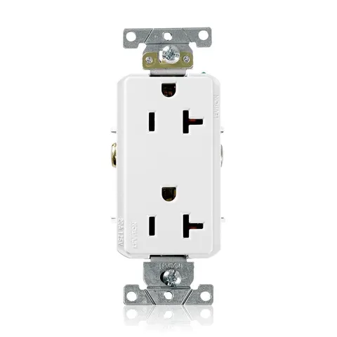 Decora Plus 20A Industrial Duplex Outlet, White
