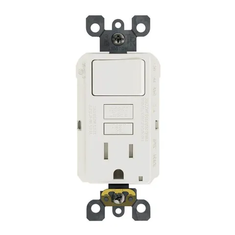 Self-Test Tamper-Resistant GFCI Outlet with Switch, 15A, 125V