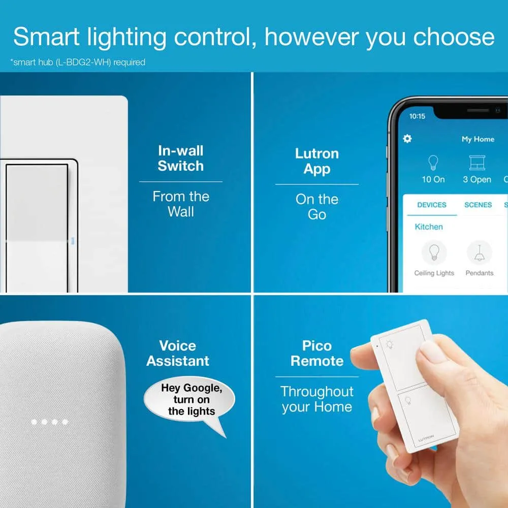 Lutron Claro Smart Switch for Caseta, On/Off Control of Lights/Fans, 5-Amp/Neutral Wire Required, White (DVRF-5NS-WH-R), photo 5 of 14