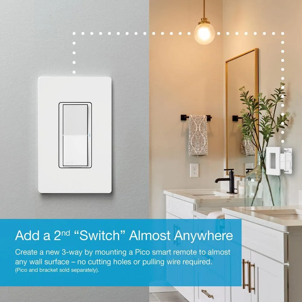 Lutron Claro Smart Switch for Caseta, On/Off Control of Lights/Fans, 5-Amp/Neutral Wire Required, White (DVRF-5NS-WH-R), photo 10 of 14