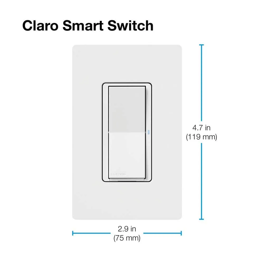 Lutron Claro Smart Switch for Caseta, On/Off Control of Lights/Fans, 5-Amp/Neutral Wire Required, White (DVRF-5NS-WH-R), photo 14 of 14