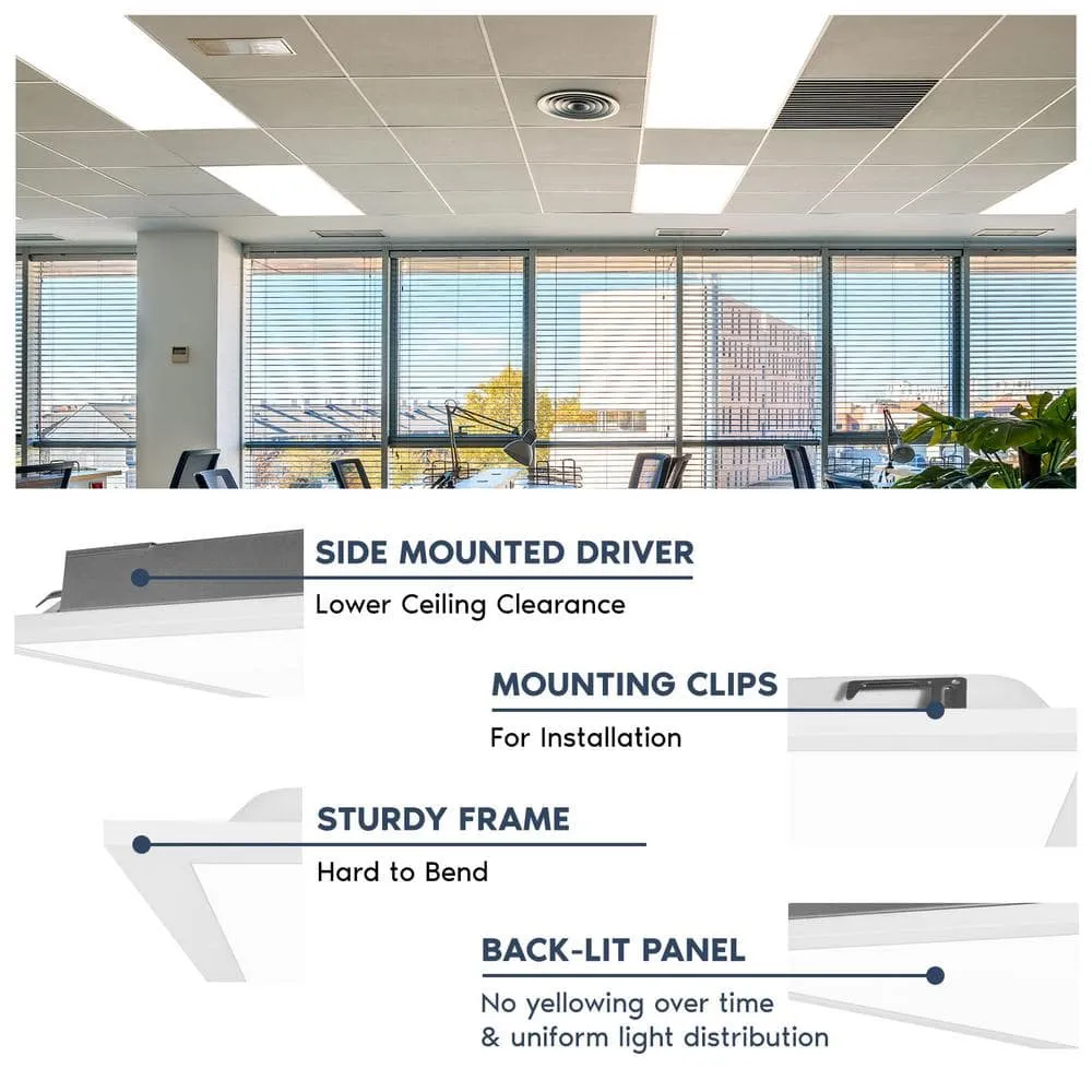 LUXRITE 2 x 4 ft. Integrated LED Flat Panel Light 5CCT 3000K - 6500K, 30 /40 /50W, 6250 Lumens, 0-10-Votls Dimmable ETL 4-Pack, photo 4 of 7