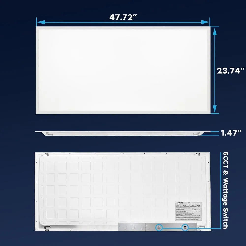 LUXRITE 2 x 4 ft. Integrated LED Flat Panel Light 5CCT 3000K - 6500K, 30 /40 /50W, 6250 Lumens, 0-10-Votls Dimmable ETL 4-Pack, photo 5 of 7