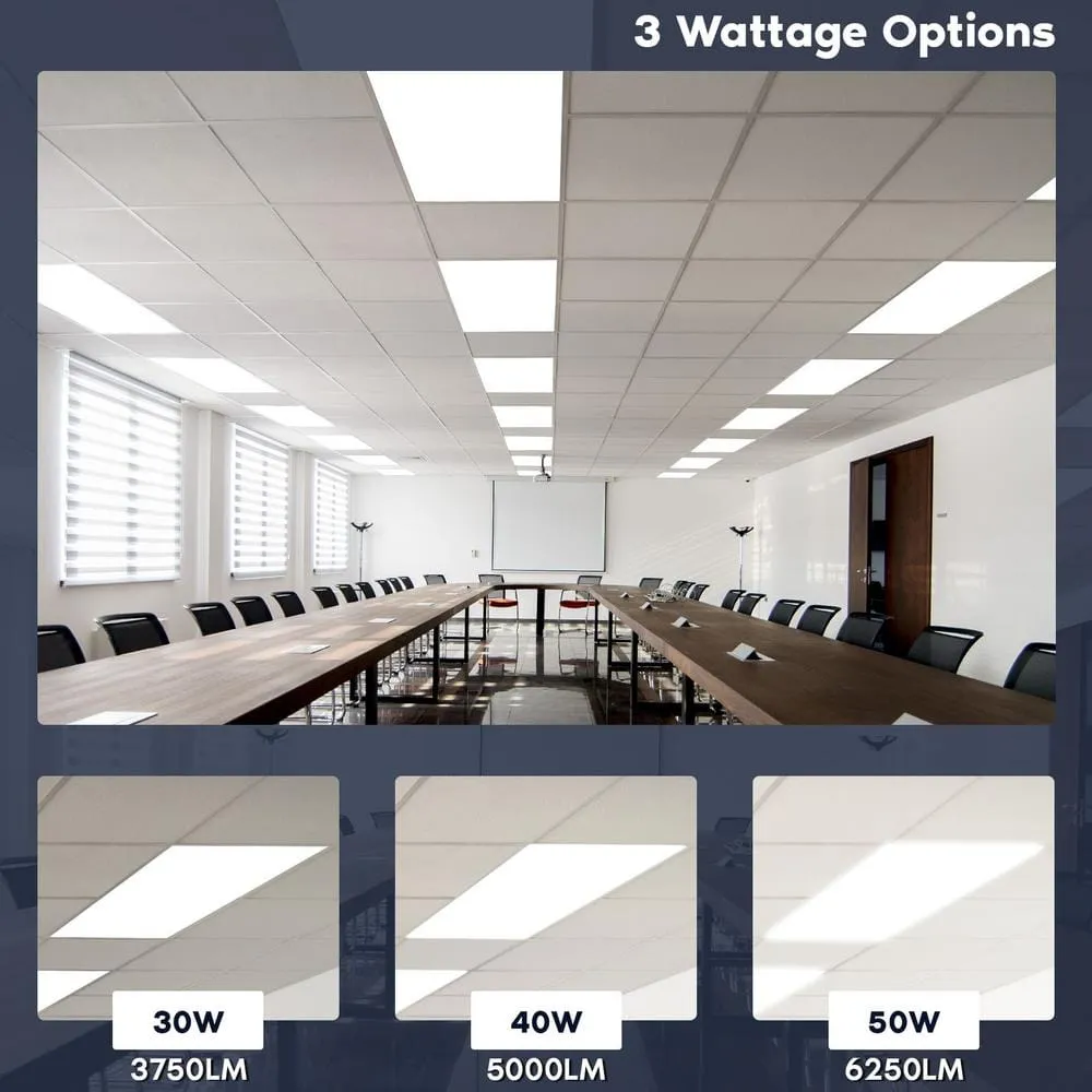 LUXRITE 2 x 4 ft. Integrated LED Flat Panel Light 5CCT 3000K - 6500K, 30 /40 /50W, 6250 Lumens, 0-10-Votls Dimmable ETL 4-Pack, photo 3 of 7