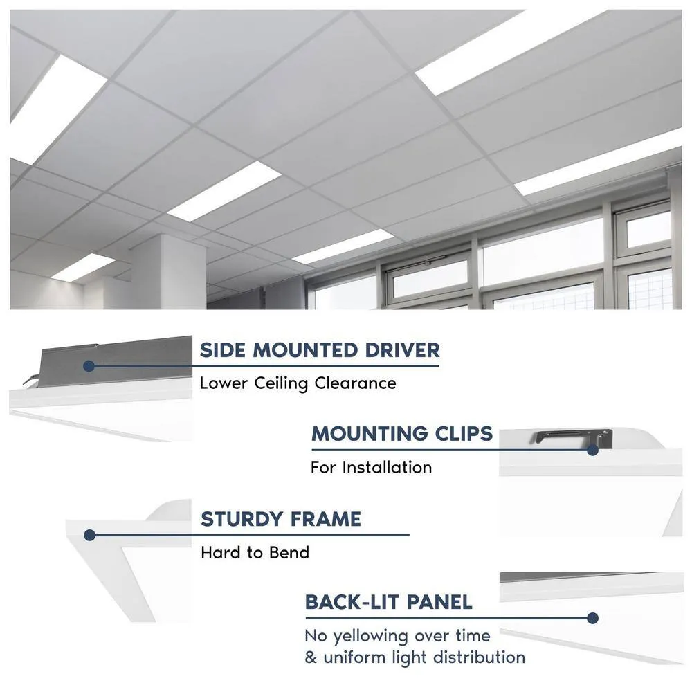 LUXRITE 1 x 4 ft. Integrated LED Flat Panel Light, 5CCT 3000K - 6500K, 20 /30 /40W 5000 Lumens 0-10-Votls Dimmable ETL 4-Pack, photo 4 of 5