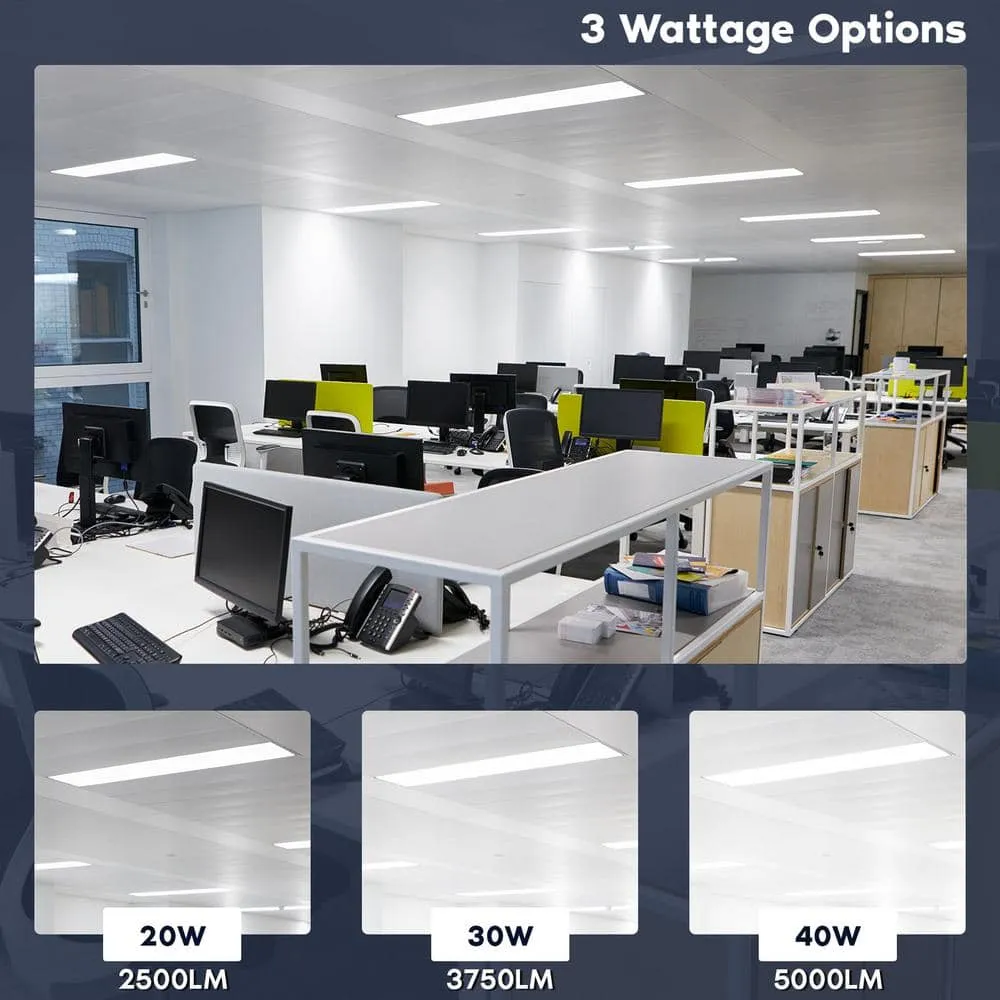 LUXRITE 1 x 4 ft. Integrated LED Flat Panel Light, 5CCT 3000K - 6500K, 20 /30 /40W 5000 Lumens 0-10-Votls Dimmable ETL 4-Pack, photo 3 of 5