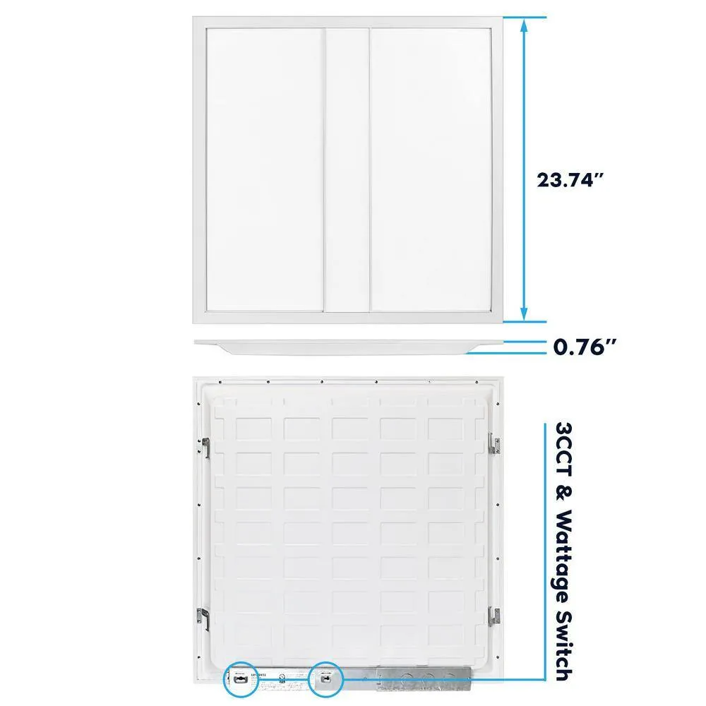 LUXRITE 2 ft. x 2 ft. 2750/3300/3850 Lumens Integrated LED Panel-Light 3 Color Options 3500K/4000K/5000K Dimmable (2-Pack), photo 4 of 7