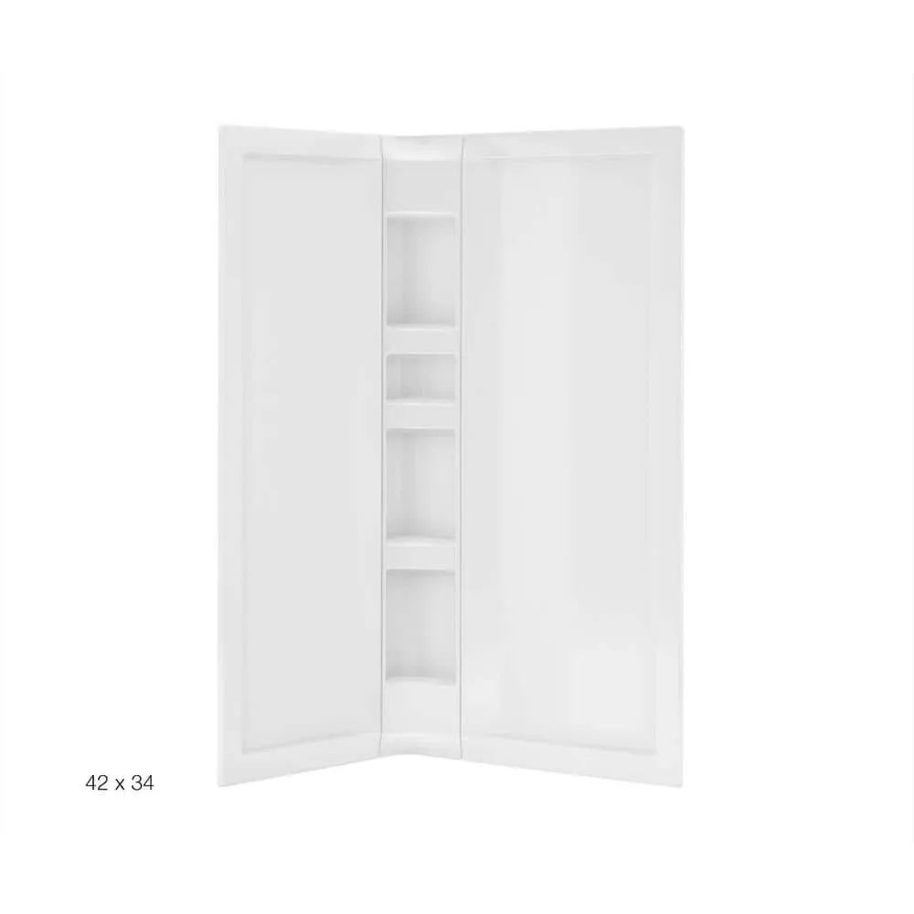 Acrylic 42 in. 34 in. x 76 in. 3-Piece Direct-to-Stud Corner Shower Surround Kit in White, photo 2 of 2