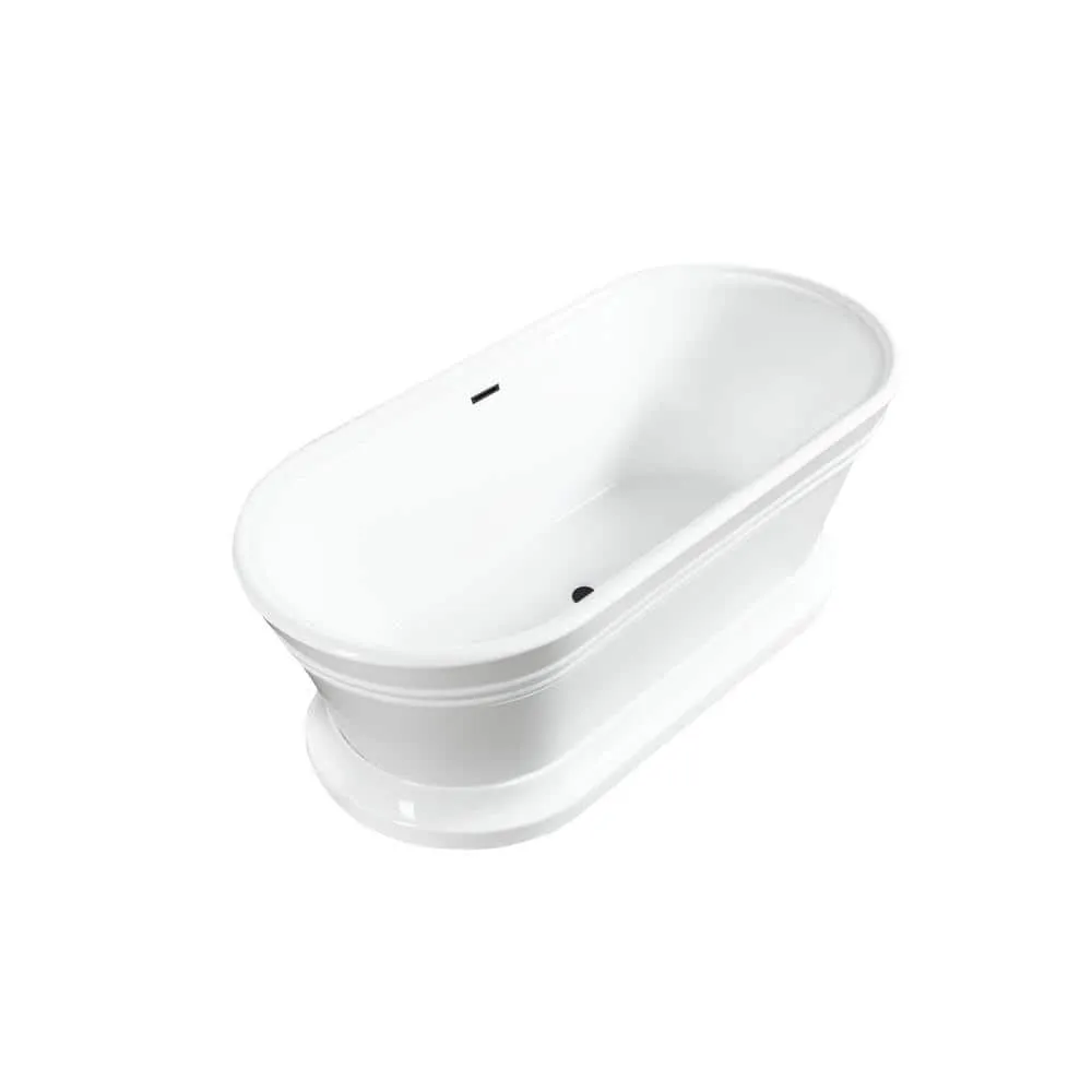 Vanity Art Versailles 67 in. x 31 in. Acrylic Freestanding Soaking Bathtub with Center Drain in White/Matte Black, photo 2 of 6