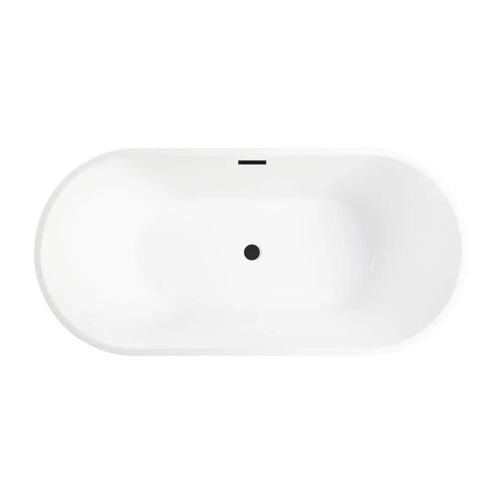 Vanity Art Bordeaux 67 in. Acrylic Flatbottom Freestanding Bathtub in White/Matte Black, photo 4 of 6