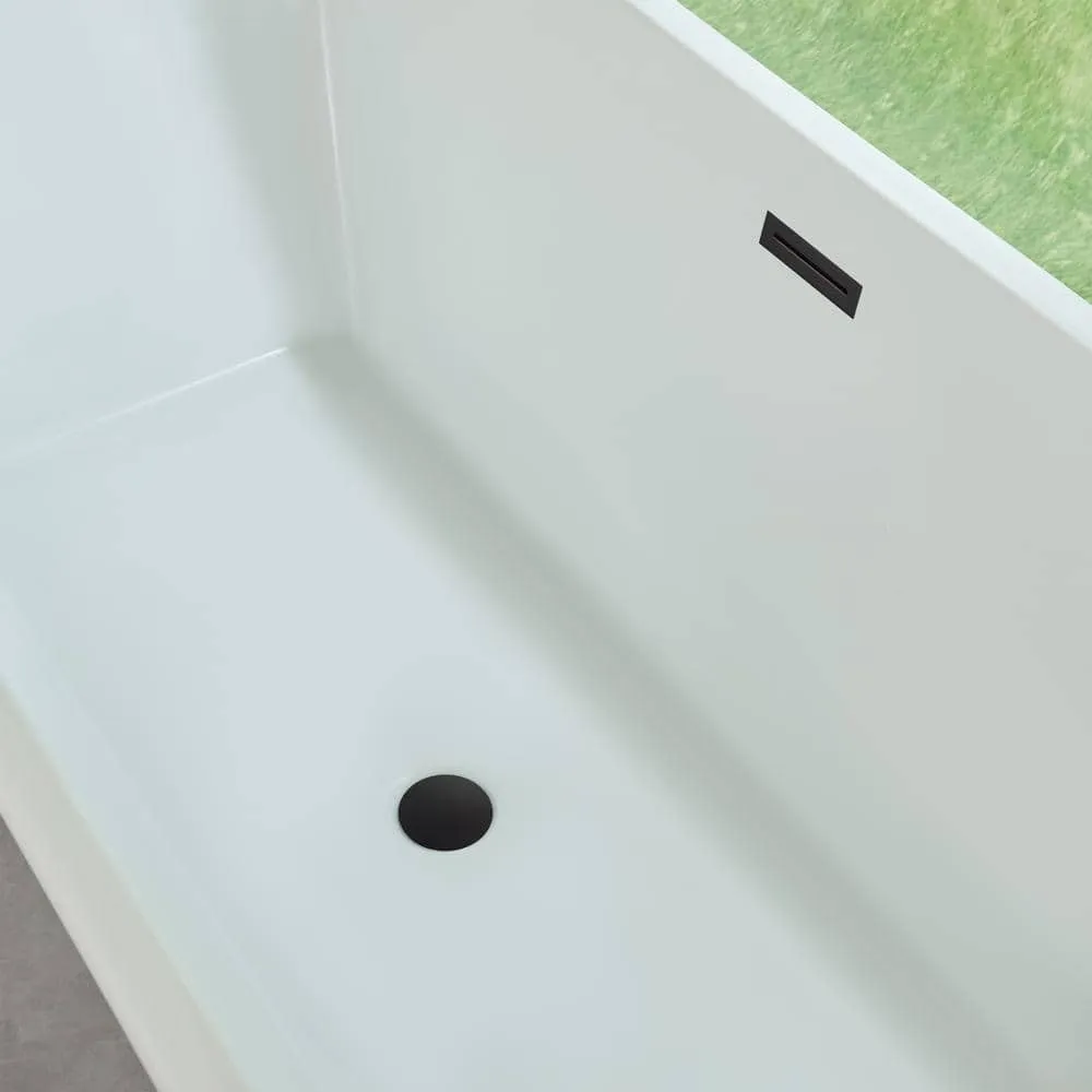 Vanity Art Nantes 67 in. x 30 in. Acrylic Freestanding Soaking Bathtub with Center Drain in White/Matte Black, photo 5 of 8