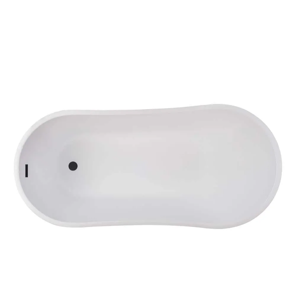 Vanity Art Clermont 59 in. Acrylic Freestanding Flatbottom Bathtub in White/Matte Black, photo 3 of 10
