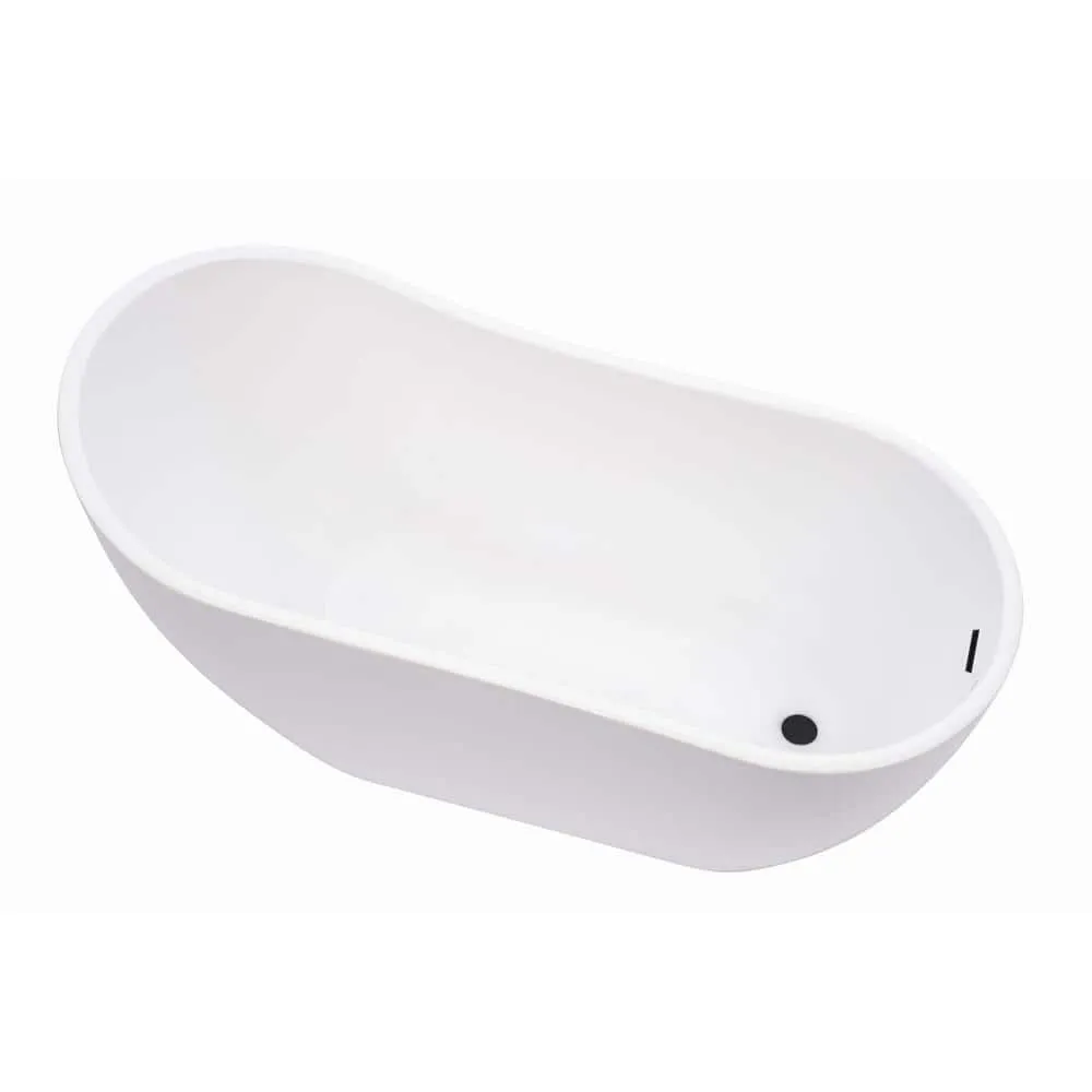 Vanity Art Clermont 59 in. Acrylic Freestanding Flatbottom Bathtub in White/Matte Black, photo 2 of 10