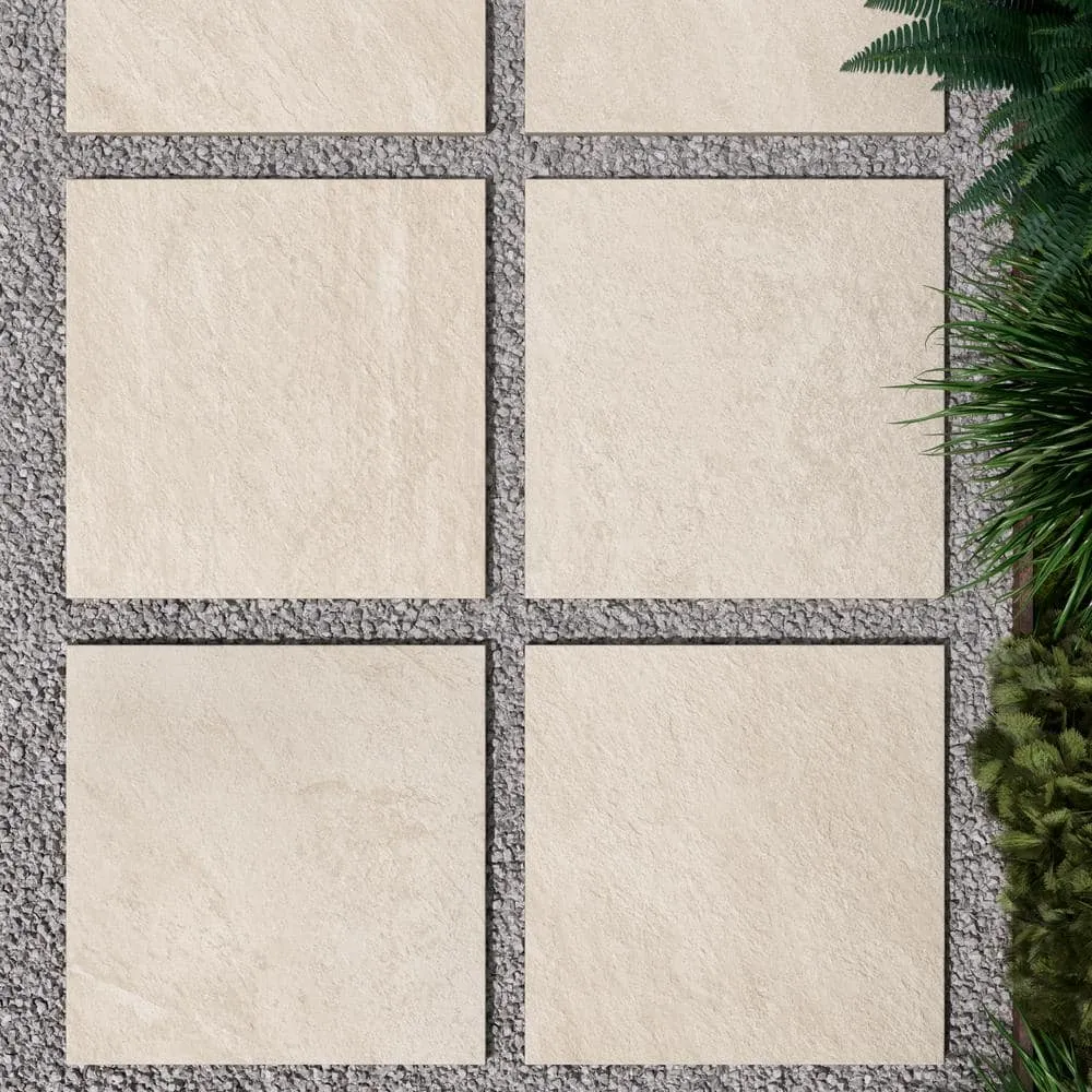 Alpe White 24 in. x 24 in. x 3/4 in. Stone-Look Porcelain Paver, photo 4 of 10