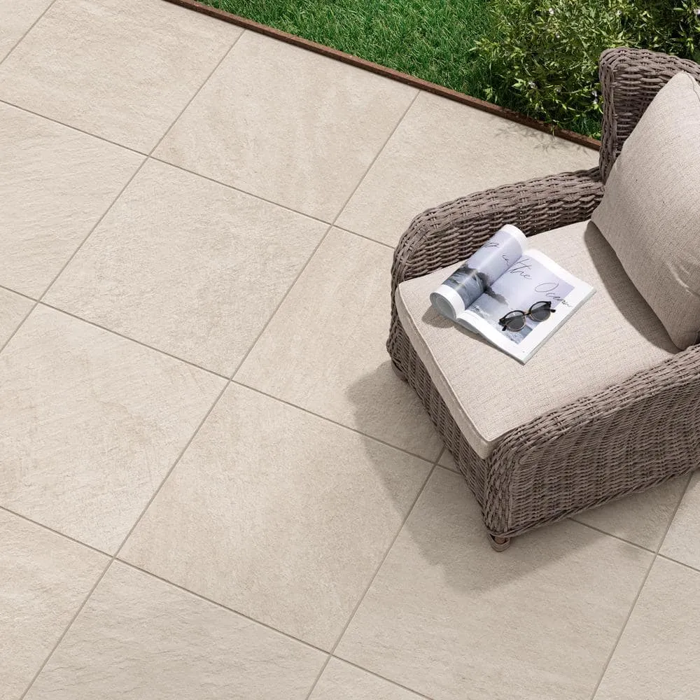 Alpe White 24 in. x 24 in. x 3/4 in. Stone-Look Porcelain Paver, photo 2 of 10